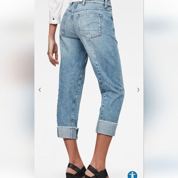 G-Star LANC 3D HIGH STRAIGHT Raw Hem Light Aged Restored 86 Crop Jeans W29 L28 - Picture 3 of 15